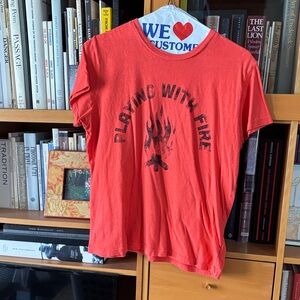 MOTHER Red 'Playing With Fire' Short Sleeve Tee